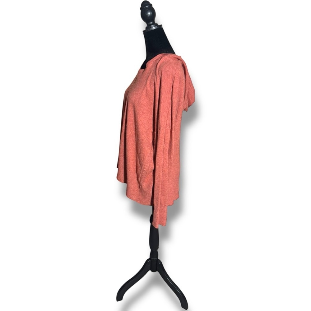 Dreamers Cozy Super Soft Long Sleeve V Neck Rust Hoodie - Picture 3 of 15
